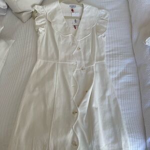 Elegant Cream Denim Dress